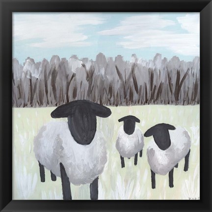 Framed Paint Splotch Sheep Print