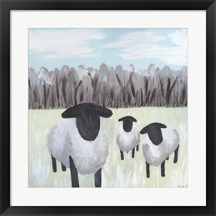 Framed Paint Splotch Sheep Print