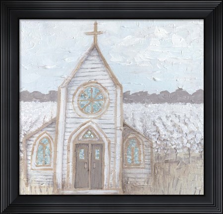 Framed Farm Sketch Church Print