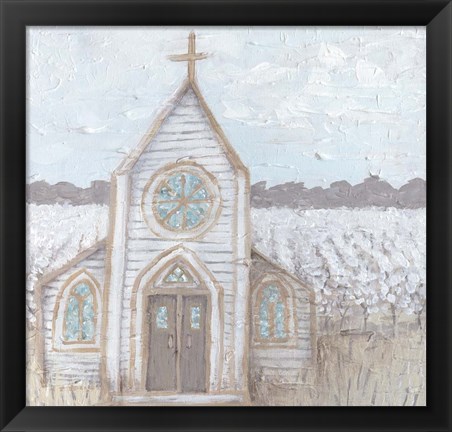 Framed Farm Sketch Church Print