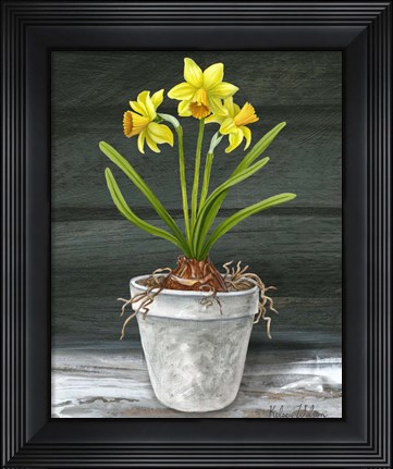 Framed Farmhouse Garden I-Daffodils Print