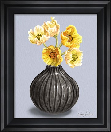 Framed Poppies in Vase I Print