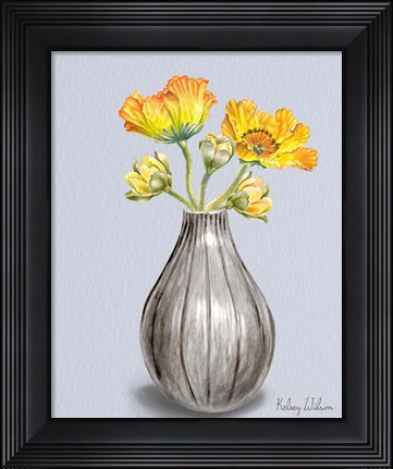 Framed Poppies in Vase II Print
