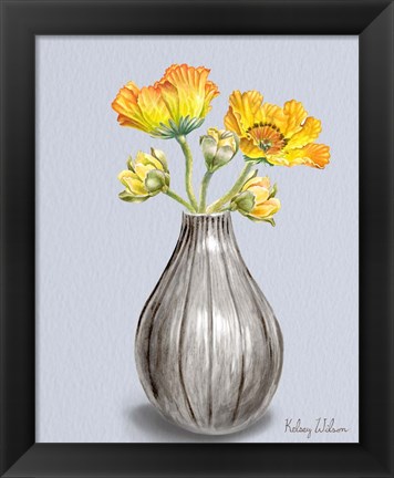 Framed Poppies in Vase II Print