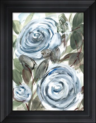 Framed Farmhouse Rose Blue I Print