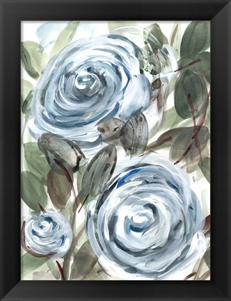 Framed Farmhouse Rose Blue I Print