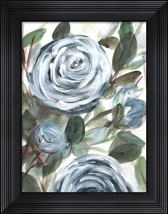 Framed Farmhouse Rose Blue II Print