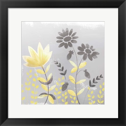Framed Soft Nature Yellow &amp; Grey I Print