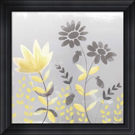 Framed Soft Nature Yellow &amp; Grey I Print