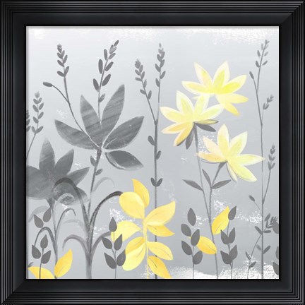 Framed Soft Nature Yellow &amp; Grey II Print