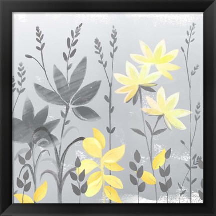 Framed Soft Nature Yellow &amp; Grey II Print