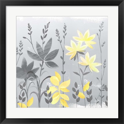 Framed Soft Nature Yellow &amp; Grey II Print