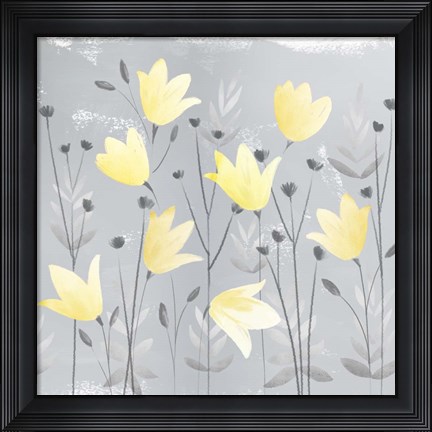 Framed Soft Nature Yellow &amp; Grey III Print