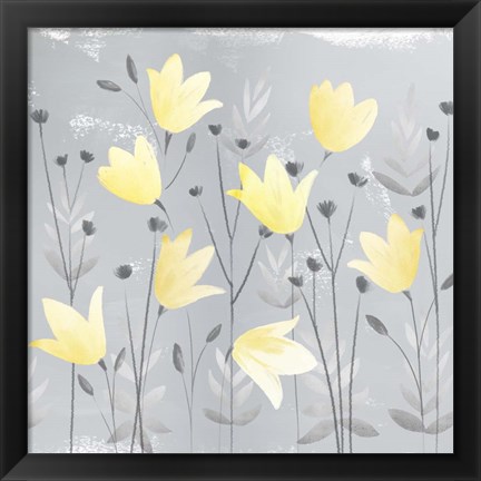 Framed Soft Nature Yellow &amp; Grey III Print