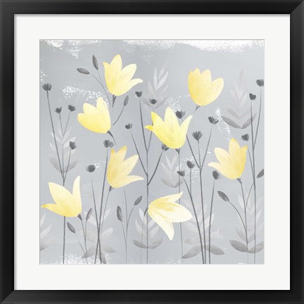 Framed Soft Nature Yellow &amp; Grey III Print