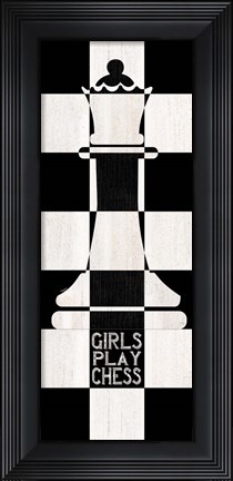 Framed Chessboard Sentiment Vertical III-Girls Print