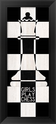 Framed Chessboard Sentiment Vertical III-Girls Print