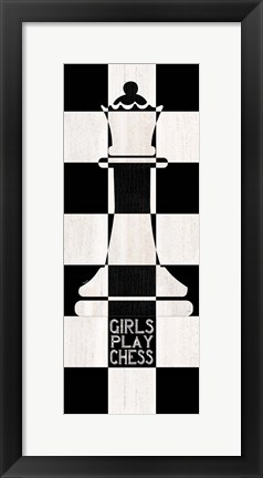 Framed Chessboard Sentiment Vertical III-Girls Print