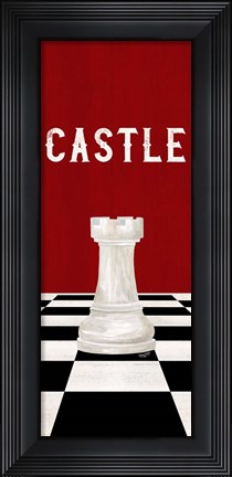 Framed Rather be Playing Chess Pieces Red Panel II-Castle Print