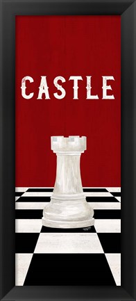 Framed Rather be Playing Chess Pieces Red Panel II-Castle Print