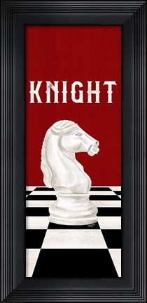 Framed Rather be Playing Chess Pieces Red Panel III-Knight Print