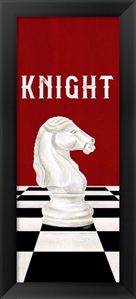 Framed Rather be Playing Chess Pieces Red Panel III-Knight Print