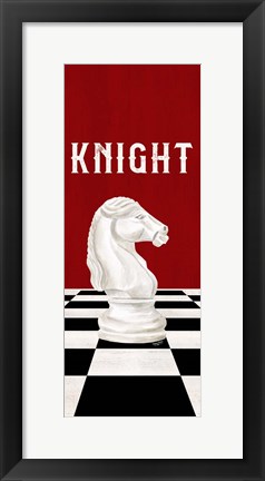 Framed Rather be Playing Chess Pieces Red Panel III-Knight Print