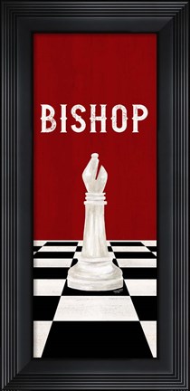 Framed Rather be Playing Chess Pieces Red Panel IV-Bishop Print