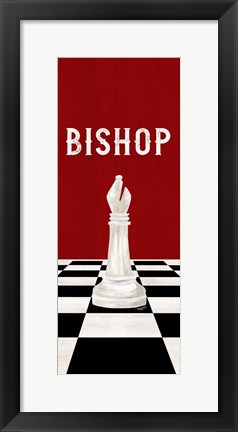 Framed Rather be Playing Chess Pieces Red Panel IV-Bishop Print