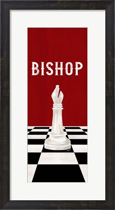 Framed Rather be Playing Chess Pieces Red Panel IV-Bishop Print
