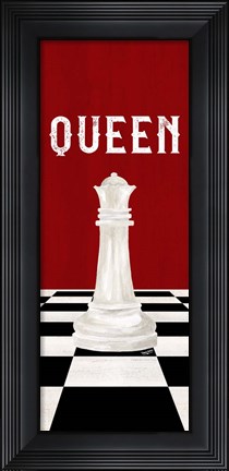 Framed Rather be Playing Chess Pieces Red Panel VI-Queen Print