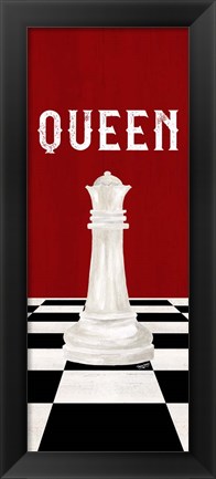 Framed Rather be Playing Chess Pieces Red Panel VI-Queen Print