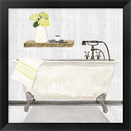 Framed Farmhouse Bath I Gray &amp; Yellow-Tub Print