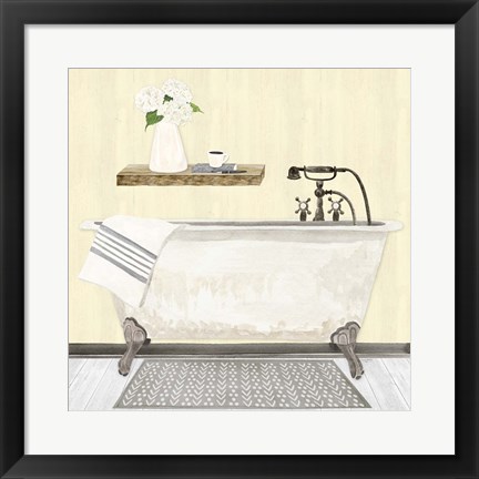 Framed Farmhouse Bath I Gray &amp; Yellow 2-Tub Print