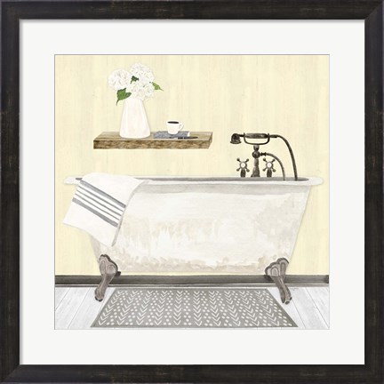 Framed Farmhouse Bath I Gray &amp; Yellow 2-Tub Print