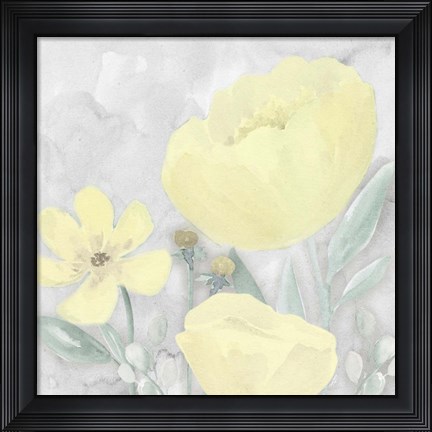Framed Peaceful Repose Gray &amp; Yellow II Print