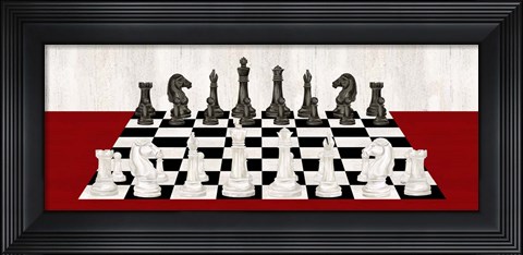 Framed Rather be Playing Chess Board Panel Red Print