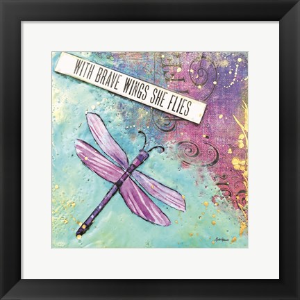 Framed With Brave Wings She Flies Print