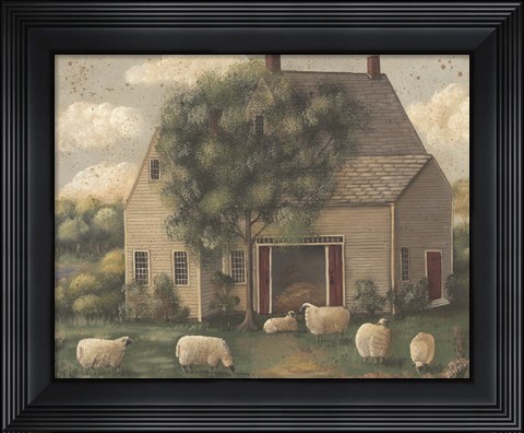 Framed Sheep and House Print