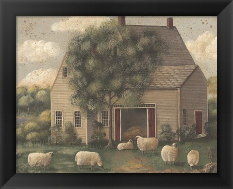 Framed Sheep and House Print