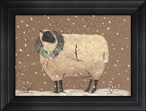 Framed Christmas Sheep Print
