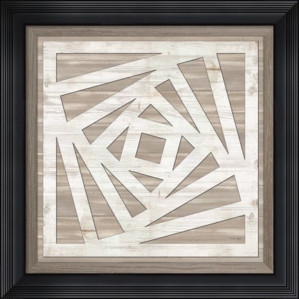 Framed Geo Greige Deco 3 Print