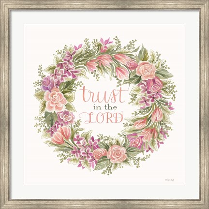 Framed Trust in the Lord Floral Wreath Print