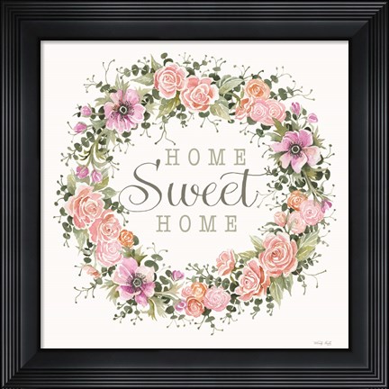 Framed Home Sweet Home Floral Wreath Print