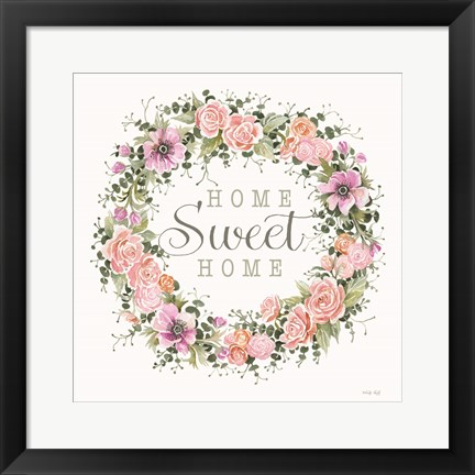 Framed Home Sweet Home Floral Wreath Print