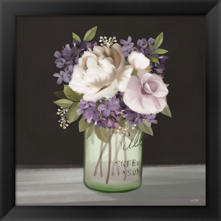 Framed Lilac Mason Jar Floral Print