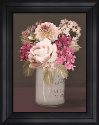 Framed Plum Mason Jar Floral Print