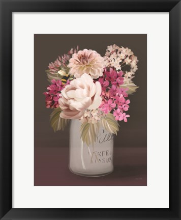 Framed Plum Mason Jar Floral Print