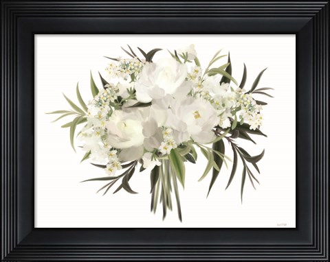 Framed White Boho Bouquet Print