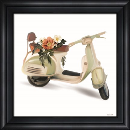 Framed Flower Garden Scooter Print